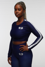 Load image into Gallery viewer, Women&#39;s Exordium Crop Tee - Navy freeshipping - Gainergang
